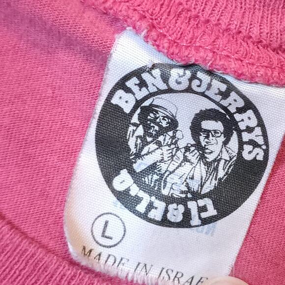 VTG 90’s Ben & Jerry’s Ice Cream Hebrew Logo Cows Made In Israel Double Sided XL - Picture 4 of 7